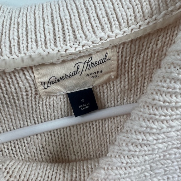 Universal Thread Scalloped Pullover Sweater Collar Short Sleeve Off White Size S - Picture 2 of 6